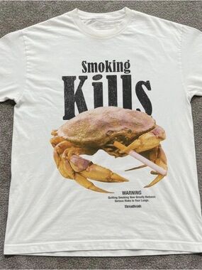 Gildan White T-shirt with 'Smoking Kills' Crab Graphic